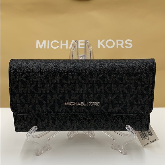 MICHAEL KORS JET SET TRAVEL LG TRIFOLD BLACK - Picture 2 of 16